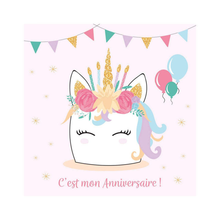 Cartons d'invitation et enveloppes - Anniversaire enfant - Licorne - Clairefontaine