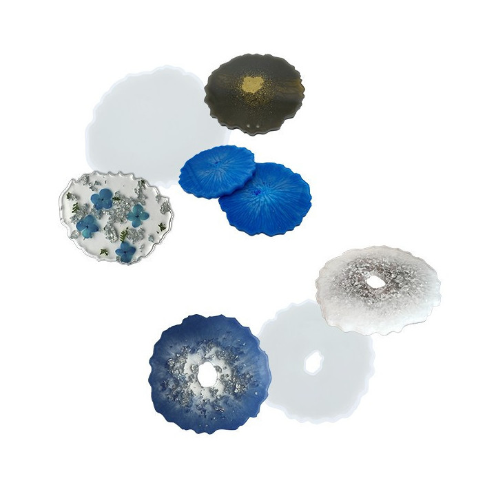 2 moules en silicone - Modèle géode - Sous-verre - Décoration - Cléopâtre