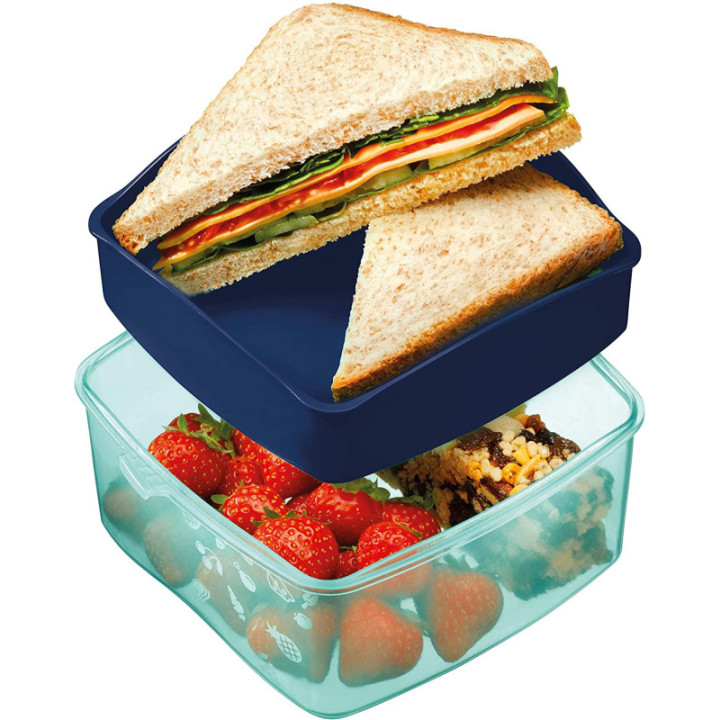 Boîte à déjeuner et goûter - Plastique - Bleu - 2 compartiments - 1,4 L - 15 x 17 cm -Maped