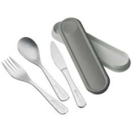 Couverts transportables - Cuillère - Fourchette - Couteau - Inox - Boîte grise - Maped