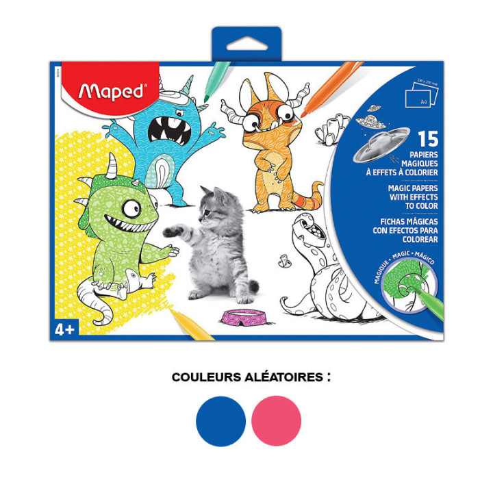 Etui de 15 papiers magiques à effets à colorier A4 - Maped