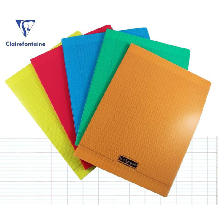 Lot de 10 cahiers - 24x32(cm) - Grands carreaux - 96 pages - couverture en polypro - sans spirale - Clairefontaine - Calligraphe