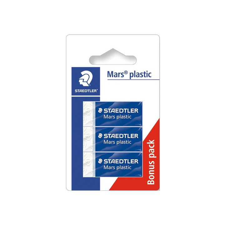 Lot de 3 gommes blanches - Sans phtalate ni latex - Staedtler - Mars plastic
