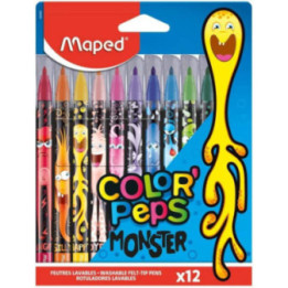 12 feutres de coloriage - Pointe moyenne - Assortiment - Color'Peps Monster - Maped