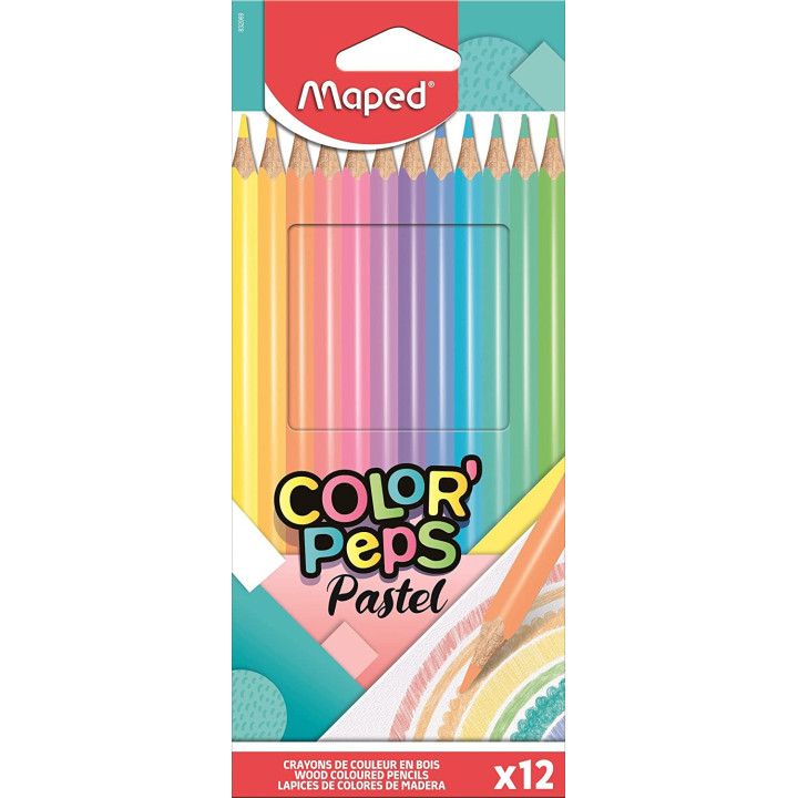 12 crayons de couleur - Couleurs pastel - Color'Peps - Maped