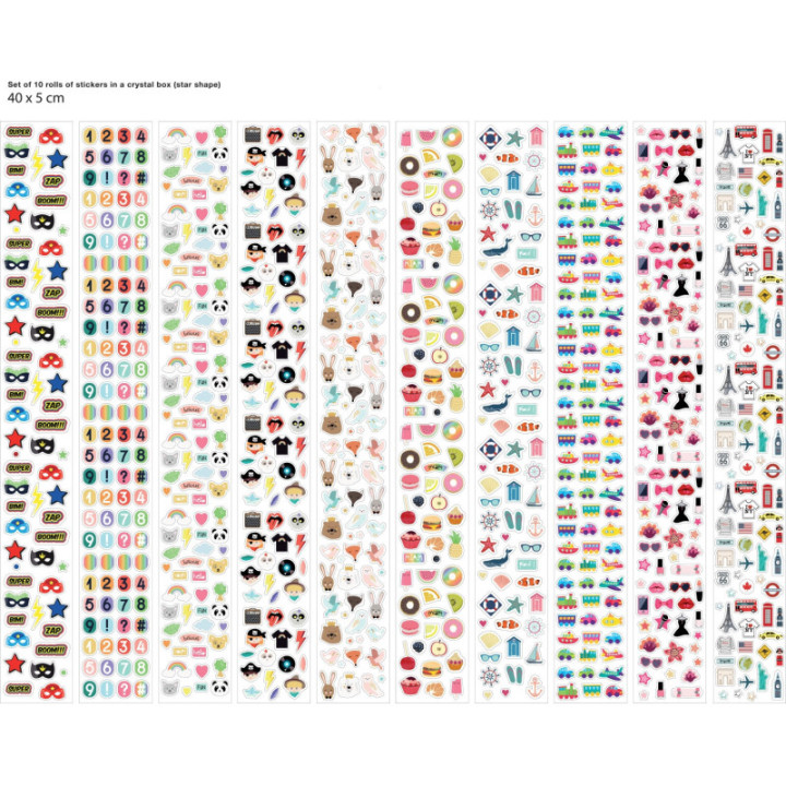 Gommettes - Stickers  - Boîte de 940 pièces - Animaux - Voiture - Chiffres