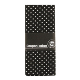 Coupon de tissu - Coton - Pois blancs Fond noir - 55 x 45,5 cm