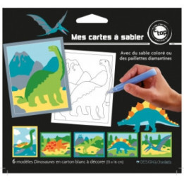 6 cartes sable paillette - Dinosaures - Activités pour enfant