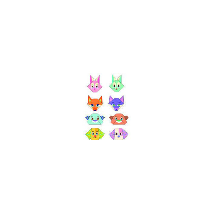 Papier pour origami - Carnet de 16 feuilles - 15 x 15 cm - Animaux mignons