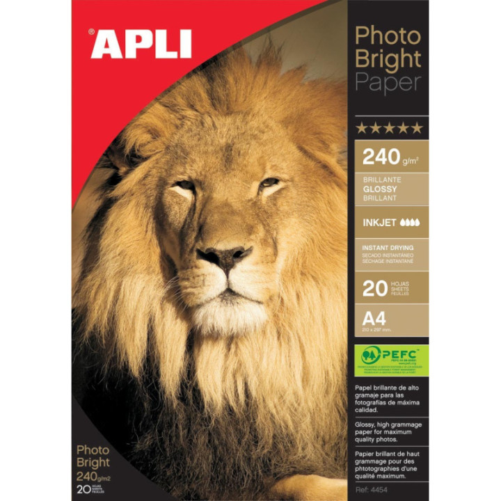 Papier photo - Brillant - Photobright - A4 240 g 20 feuilles - Apli