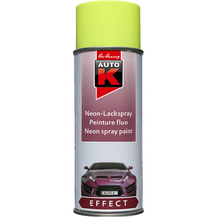 Bombe de peinture - Métal, tôle et plastique - Jaune fluo - 400ml - Auto-K