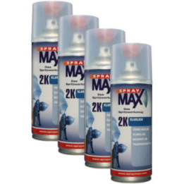 Lot de 4 bombes de vernis de finition - Automobile - Brillant - 2K Spray max - 400ml