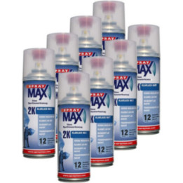 Lot de 8 bombes de vernis de finition - Automobile - Mat - 2K Spray max - 400ml