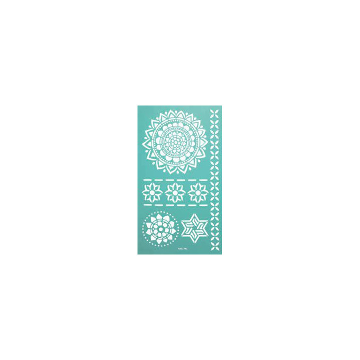 Pochoir - Adhésif - Repositionnable - Modèle mandalas - 11,5x20,5 cm