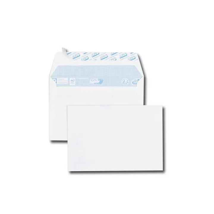 Enveloppes - Blanche - C6 - 114x162mm - Auto adhésive - Paquet de 60 - GPV
