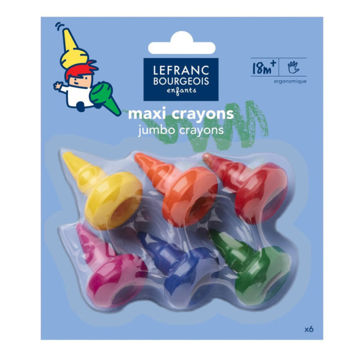 6 crayons à la cire - Bébé - Enfants - Maxi format - Lefranc Bourgeois