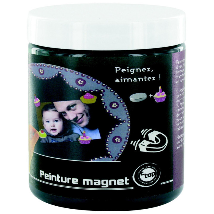 Peinture magnétique - Noir - Acrylique - Tous supports - Pot de 250ml