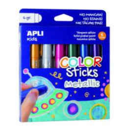 6 tubes de peinture gouache - Sticks de 6g - Couleurs métallisées - Apli