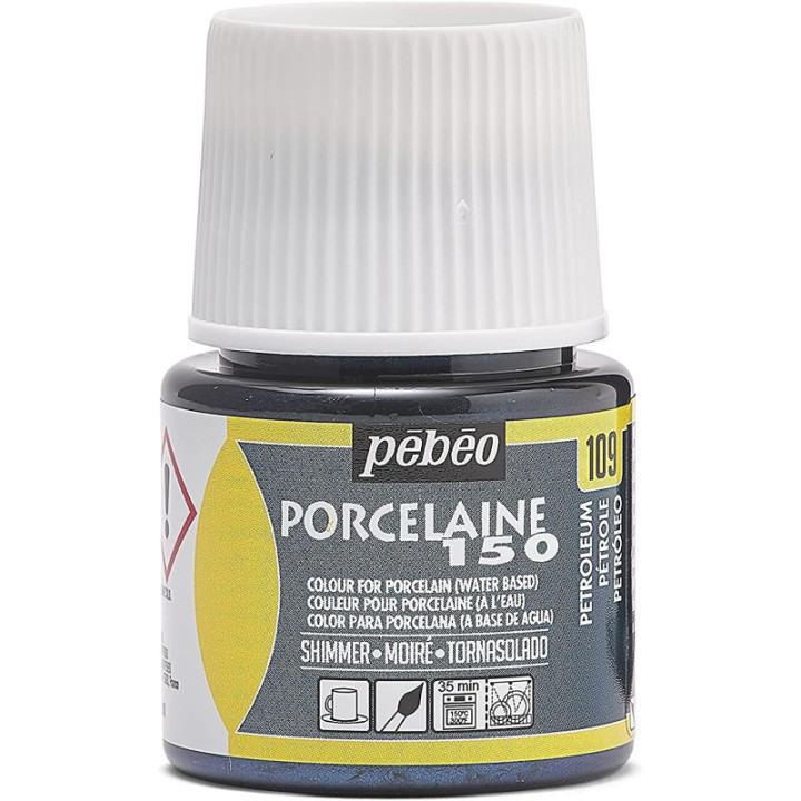 Peinture pour porcelaine - Pébéo - Porcelaine 150 - Bleu pétrole moiré - 45 ml