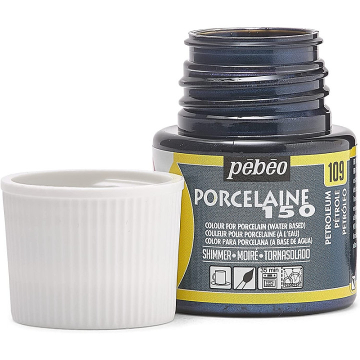 Peinture pour porcelaine - Pébéo - Porcelaine 150 - Bleu pétrole moiré - 45 ml