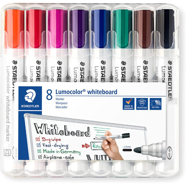 8 marqueurs - Effaçable - Ardoise - Tableau blanc - Pointe ogive - Staedtler