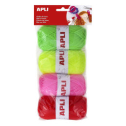 4 pelotes de laine tons fluorescents - Apli