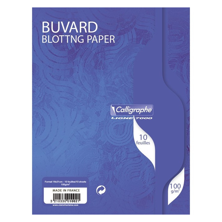 Papier buvard - 16x21cm - Blanc - Absorbant - 10 feuilles - Clairefontaine