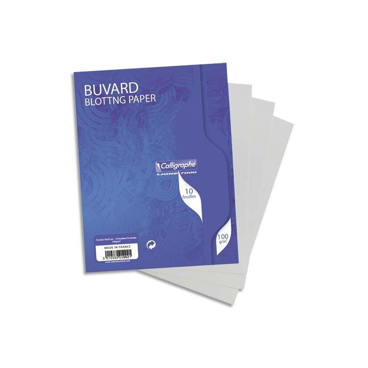 Papier buvard - 16x21cm - Blanc - Absorbant - 10 feuilles - Clairefontaine