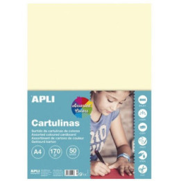 Carton de couleur assortis pastel A4 170 g 50 feuilles - Apli