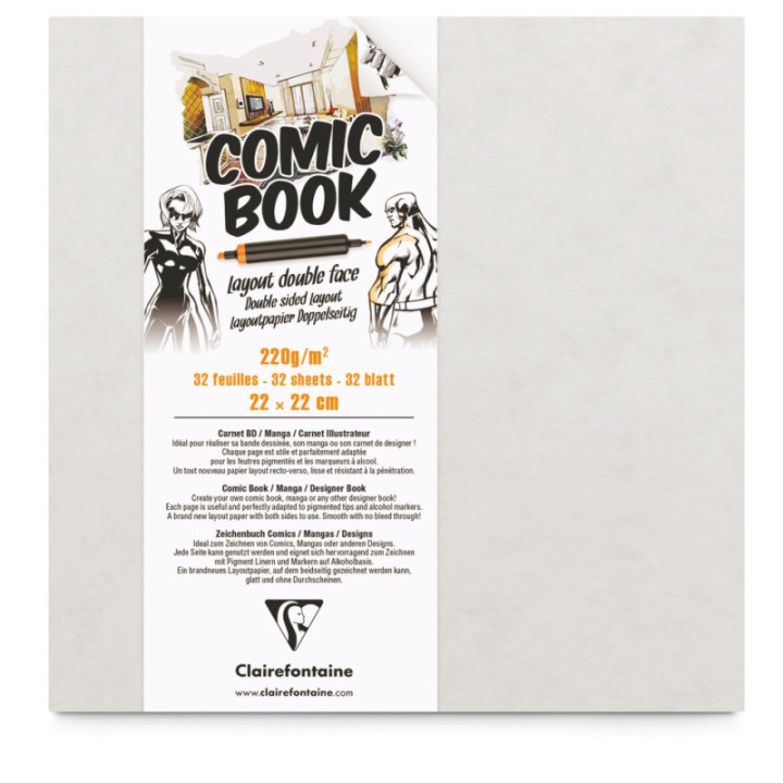 Carnet - Dessin - Manga - 22x22cm - 32 feuilles - Comic Book - Clairefontaine