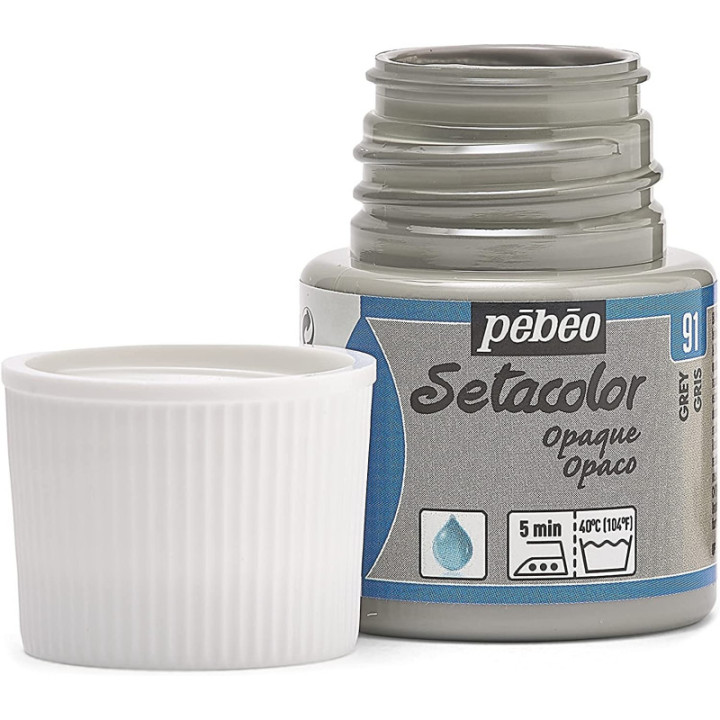 Pot de peinture pour tissu - Textile opaque - Gris - Pébéo - Setacolor - 45ml