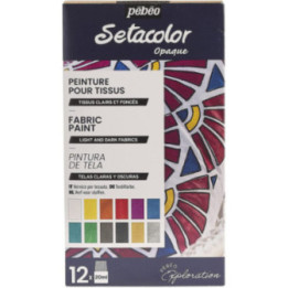 Coffret - Peinture pour tissus clairs et foncés - Pébéo - Setacolor - 12 pots