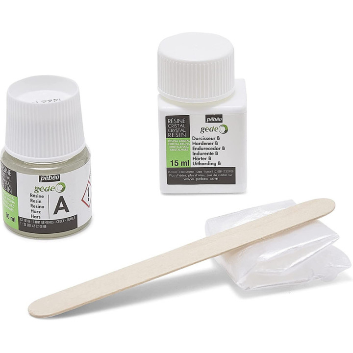 Kit découverte résine cristal - Gédéo - Pébéo - Biosourcée - Moulage - 45 ml