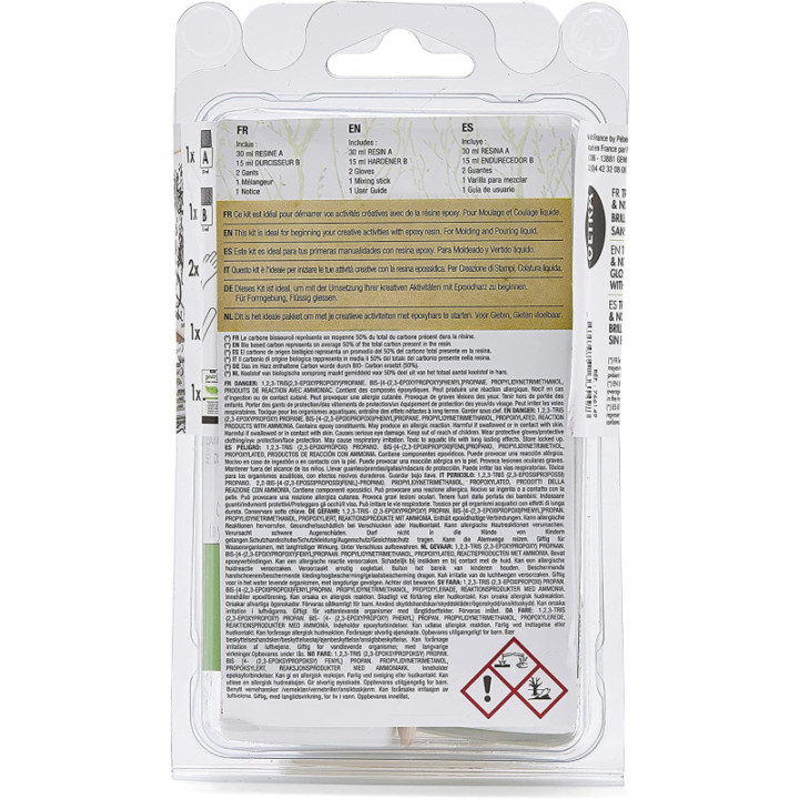 Kit découverte résine cristal - Gédéo - Pébéo - Biosourcée - Moulage - 45 ml