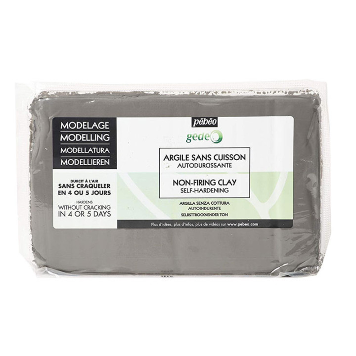 Bloc d'argile - Gris - Sans cuisson - Autodurcissant - 1,5 kg - Pébéo
