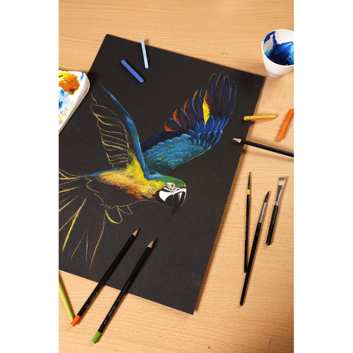 Bloc - A5 - Multi techniques - Noir - 30 feuilles - 250g - Clairefontaine - Paint'On