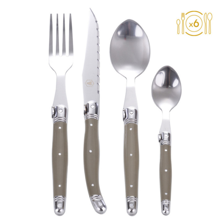 Ménagère - Laguiole - 24 pièces - Couteaux - Cuillères - Fourchettes - Petites cuillères