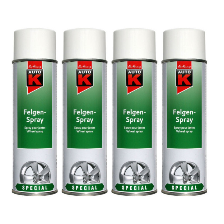 4 bombes de peinture pour jantes de voiture - Multi-marques - Blanc - 500ml - Auto K