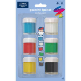6 pots de gouache - Peinture enfant - Assortiment - Lefranc Bourgeois