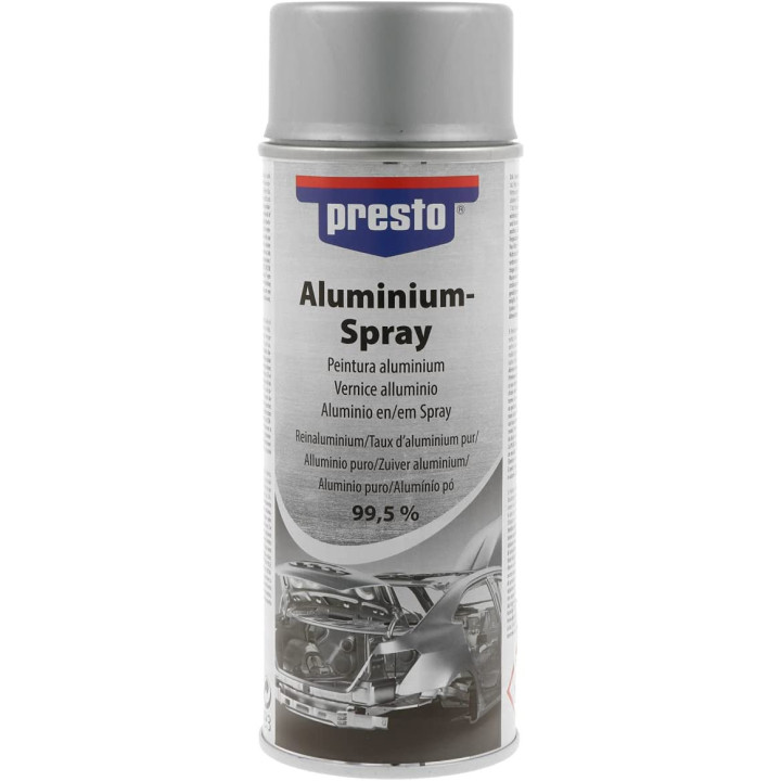 Bombe de peinture pour auto moto - Effet Aluminium - 400ml - Presto