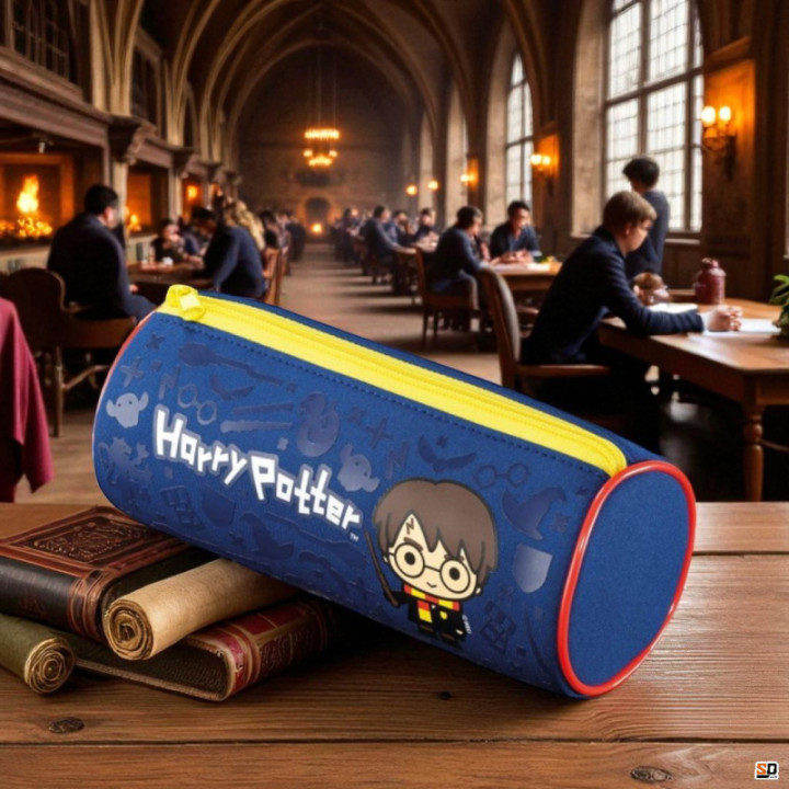 Trousse - Ronde - Harry Potter - Bleu - 20 x 7,5 cm
