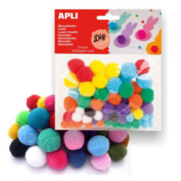 Sachet 78 pompons couleurs assortis Apli Kids