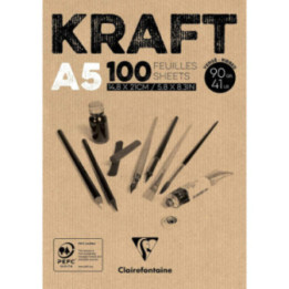 Bloc - A5 - Kraft - Multi techniques - 100 feuilles - 90g - Clairefontaine