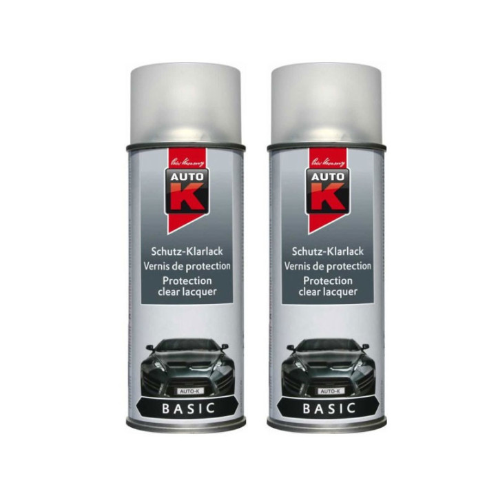 Lot de 2 bombes aérosol vernis de finition transparent satiné Auto-K 400ml