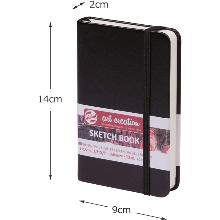 Carnet Croquis 9x14 cm - 80 feuilles - 140G - noir - Royal Talens