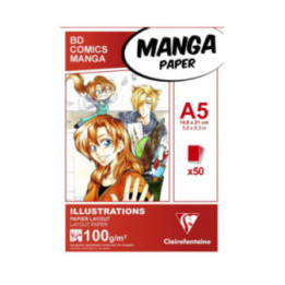 Bloc - Dessin - Manga - Illustration - A5 - 50 feuilles - 100g - Clairefontaine