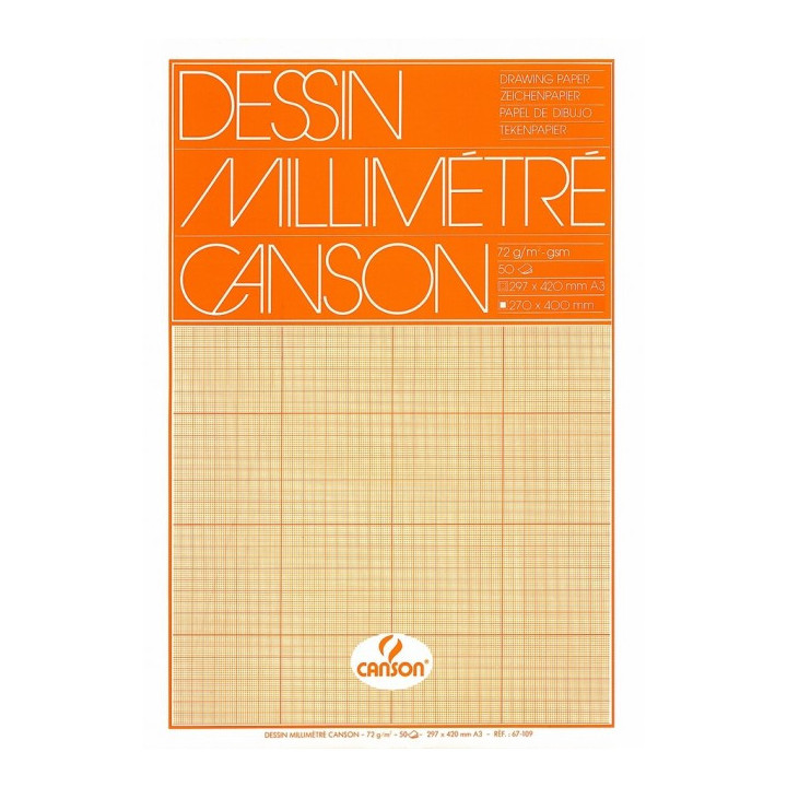 Papier millimétré - A3 (29,7x42cm) - Bloc de 50 feuilles - Canson