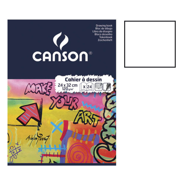 Cahier à dessin - 24 x 32 (cm) - Blanc - 24 pages - sans spirale - Canson