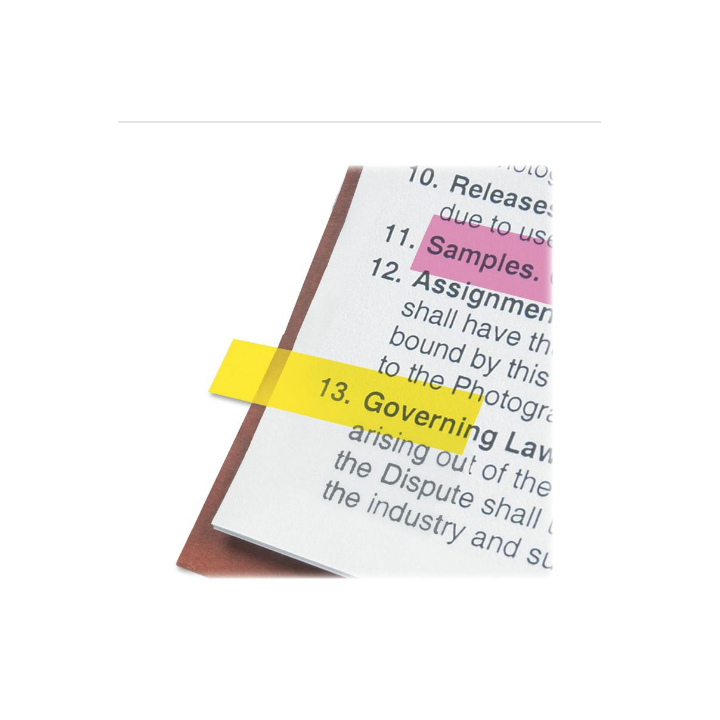 Marque-pages fluorescents - Format 45x12 mm - 5 couleurs - 25 index par couleur - Index film