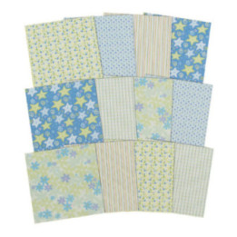 Feuilles de papier - Scrapbooking - Tons bleus - Fleurs - Etoiles - 30,5 x 30,5 cm
